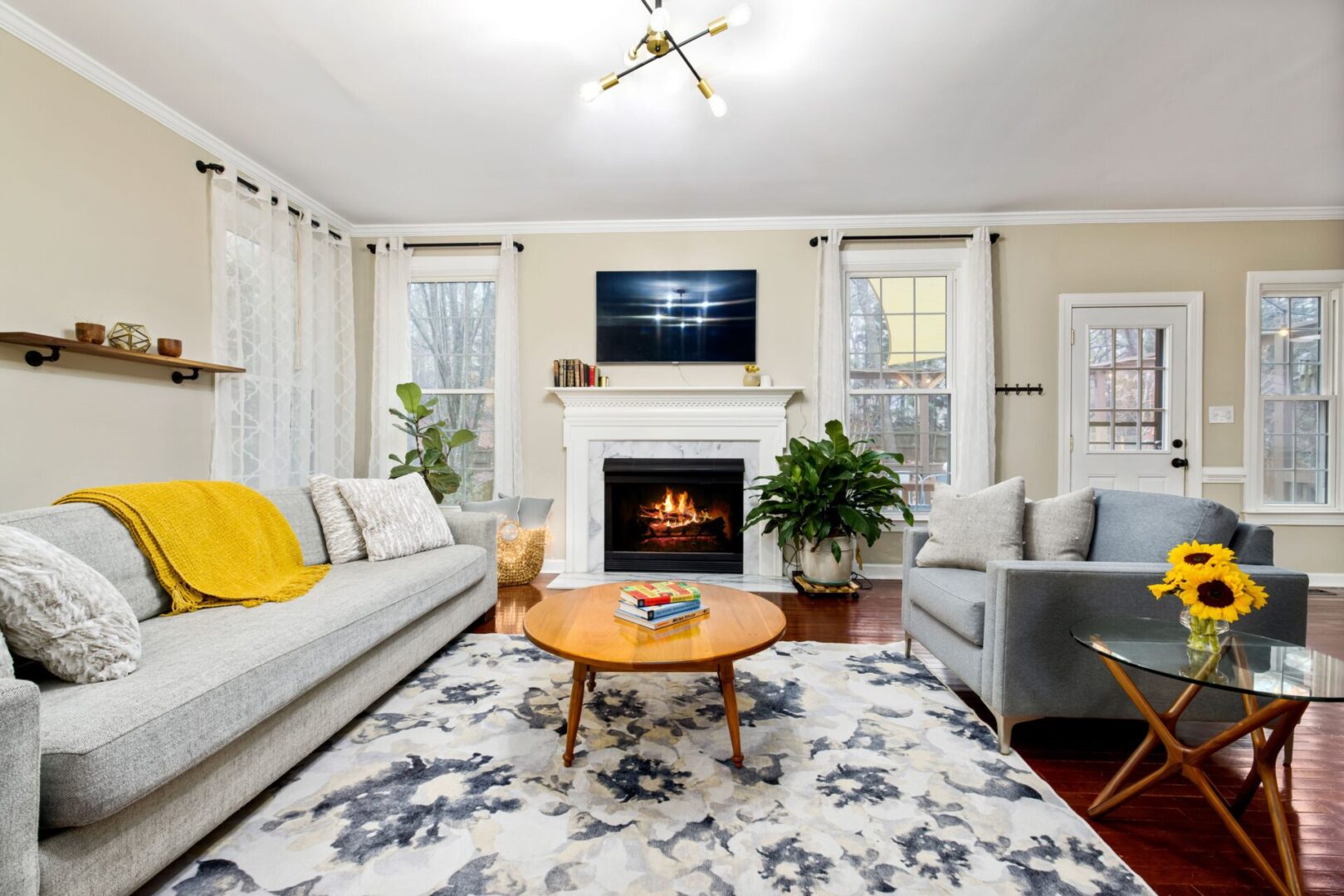 Warm, freshly painted living room interior